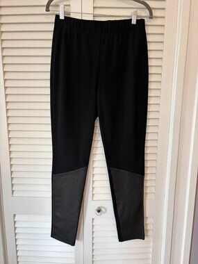 St. John women's ponte pants 6 leather trim black skinny